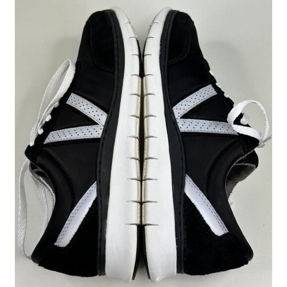 Vionic Nana Walking Shoes Sneakers Women’s 6 Black White Satin Suede Lace up - Picture 3 of 10